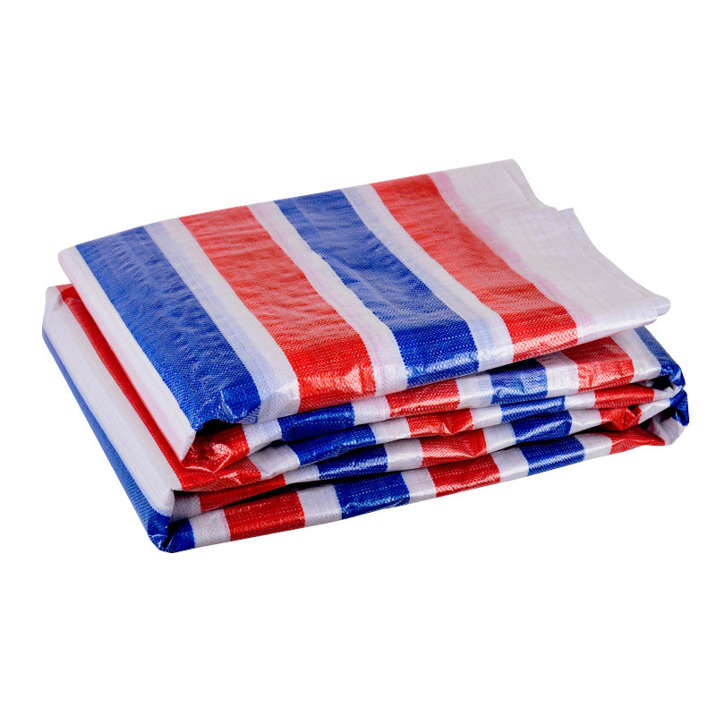 Wholesale waterproof sunscreen rain-proof cloth plastic tarpaulin sunshade cloth shed cloth engineering decoration PE thickened three-color striped cloth
