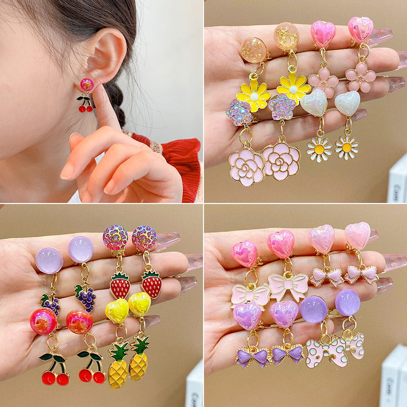 Милые мультяшные клипсы для девочек без проколов