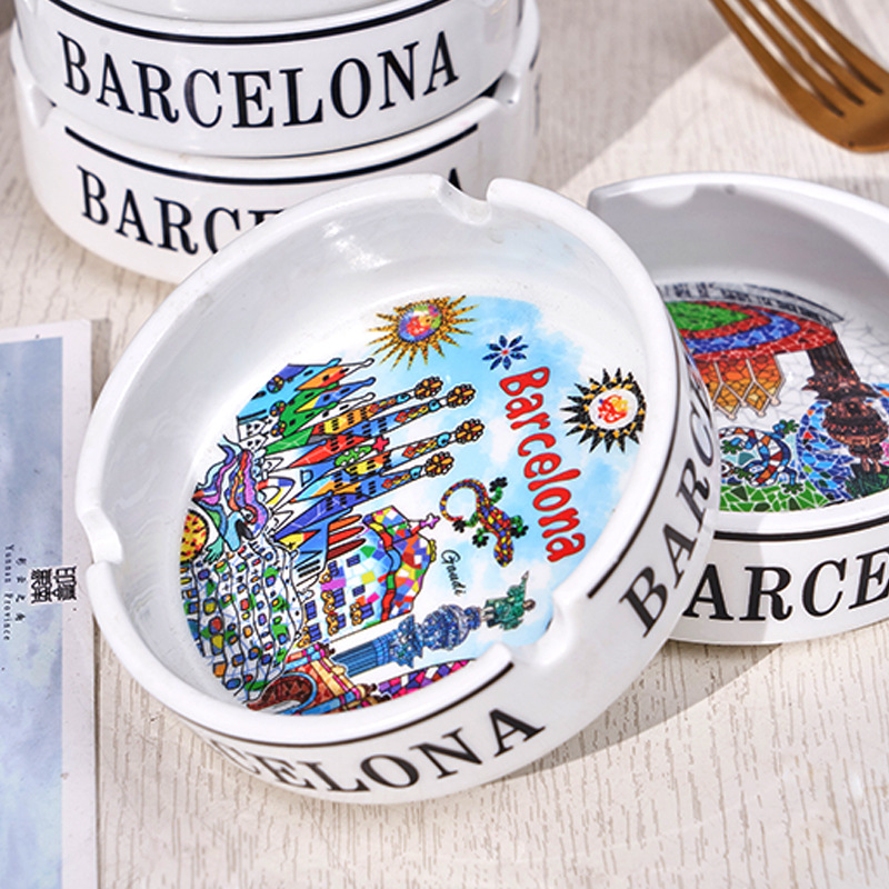 Ceramic ashtray simple creative fashion ashtray letter round export ashtray can add logo wholesale