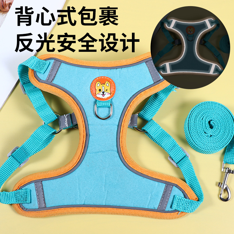 Suede Pet Chest Strap Reflective Chest Back Cat Reflective Traction New Vest Pet Chest Strap