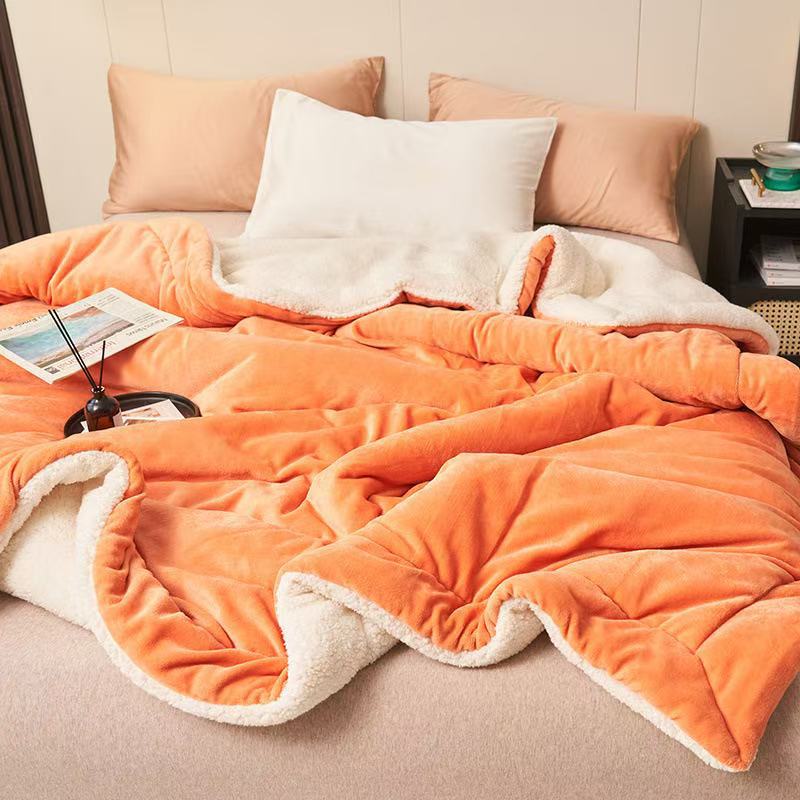 Light luxury flannel thickened lambswool single double office dormitory bed quilt nap air conditioning sofa blanket