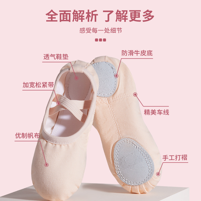 Children's Meat Pink Dancing Shoes Lace-up Free Dancing Shoes Adult Cat Claw Soft-soled Shoes Canvas Practice Shoes Ballet Shoes