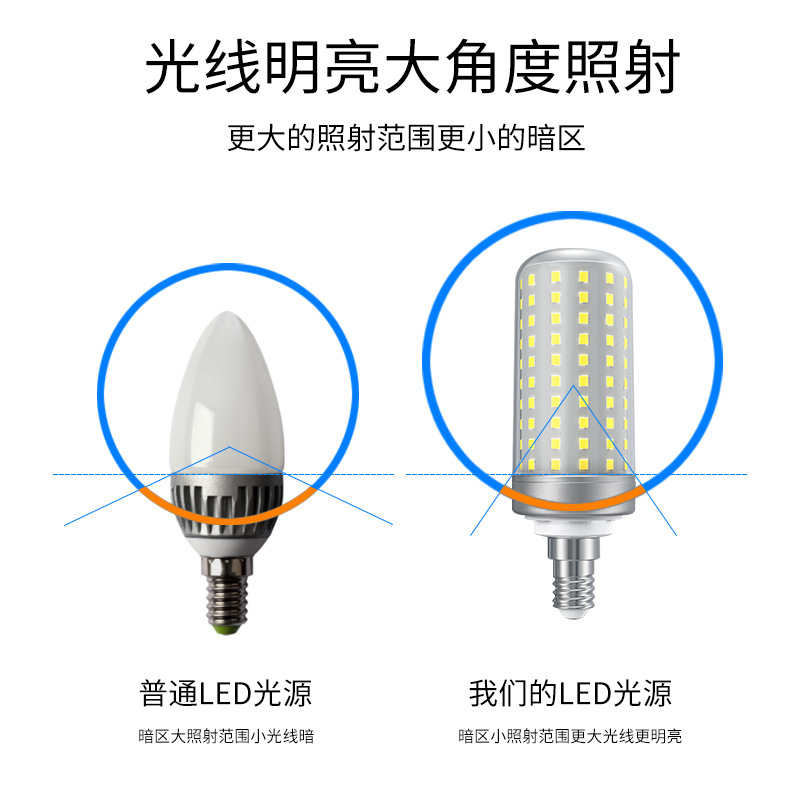 Led Bulb Screw Energy-Saving Corn Lamp Super Bright Household E27E14 Crystal Chandelier Living Room Bedroom Dining Room Light Source