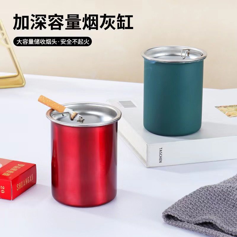Special offer with retro limited-time household windproof steel lid stainless steel universal funnel ash living room ashtray