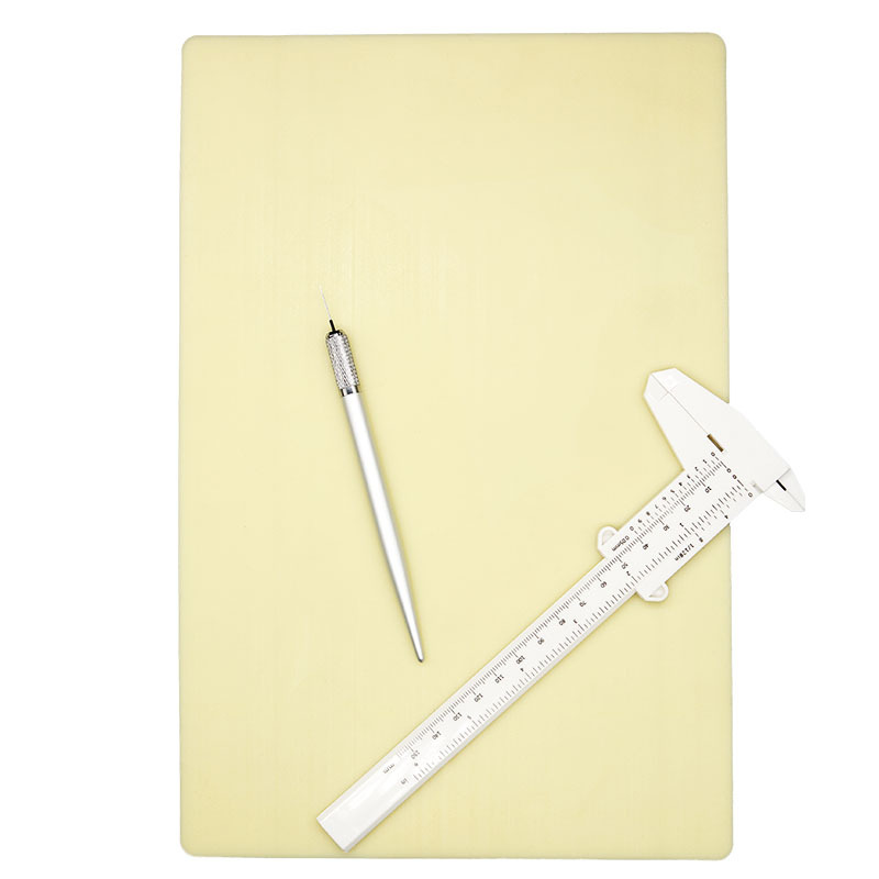 Silicone tattoo practice leather 20*30*0.3cm double-sided tattoo practice simulation blank yellow thickened practice leather