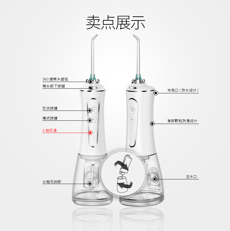 h2ofloss new portable irrigator water floss scaler Amazon patent baofeng