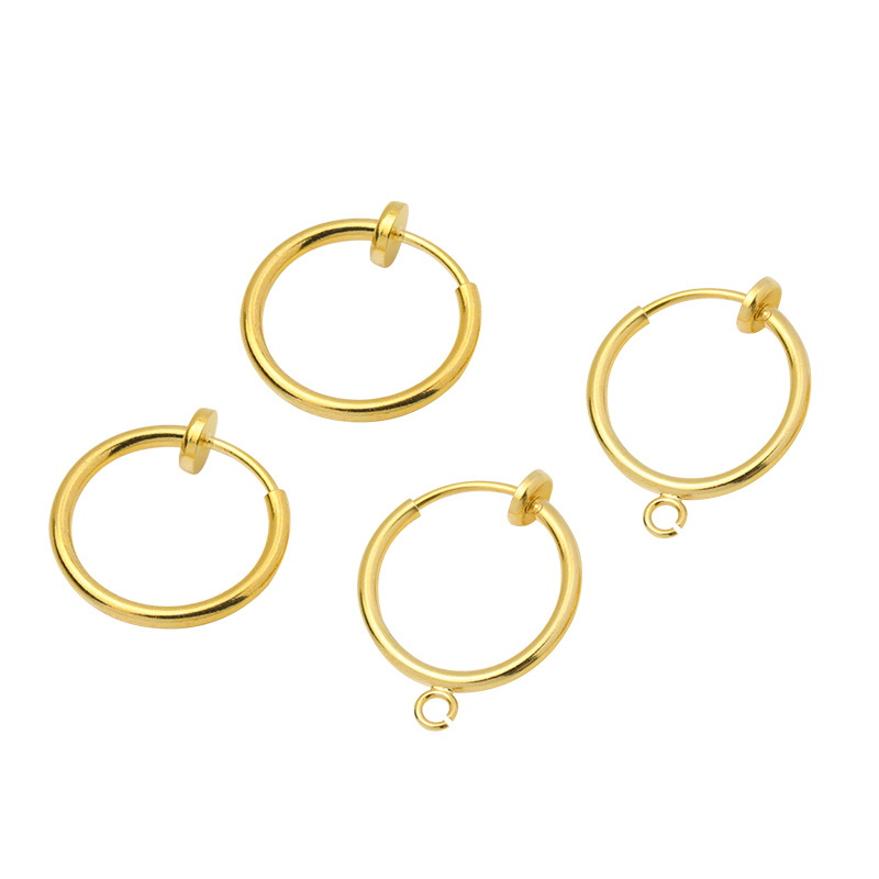 No ear hole spring ear clip DIY ear jewelry accessories students no ear hole earrings copper plated 18K real gold color retention batch