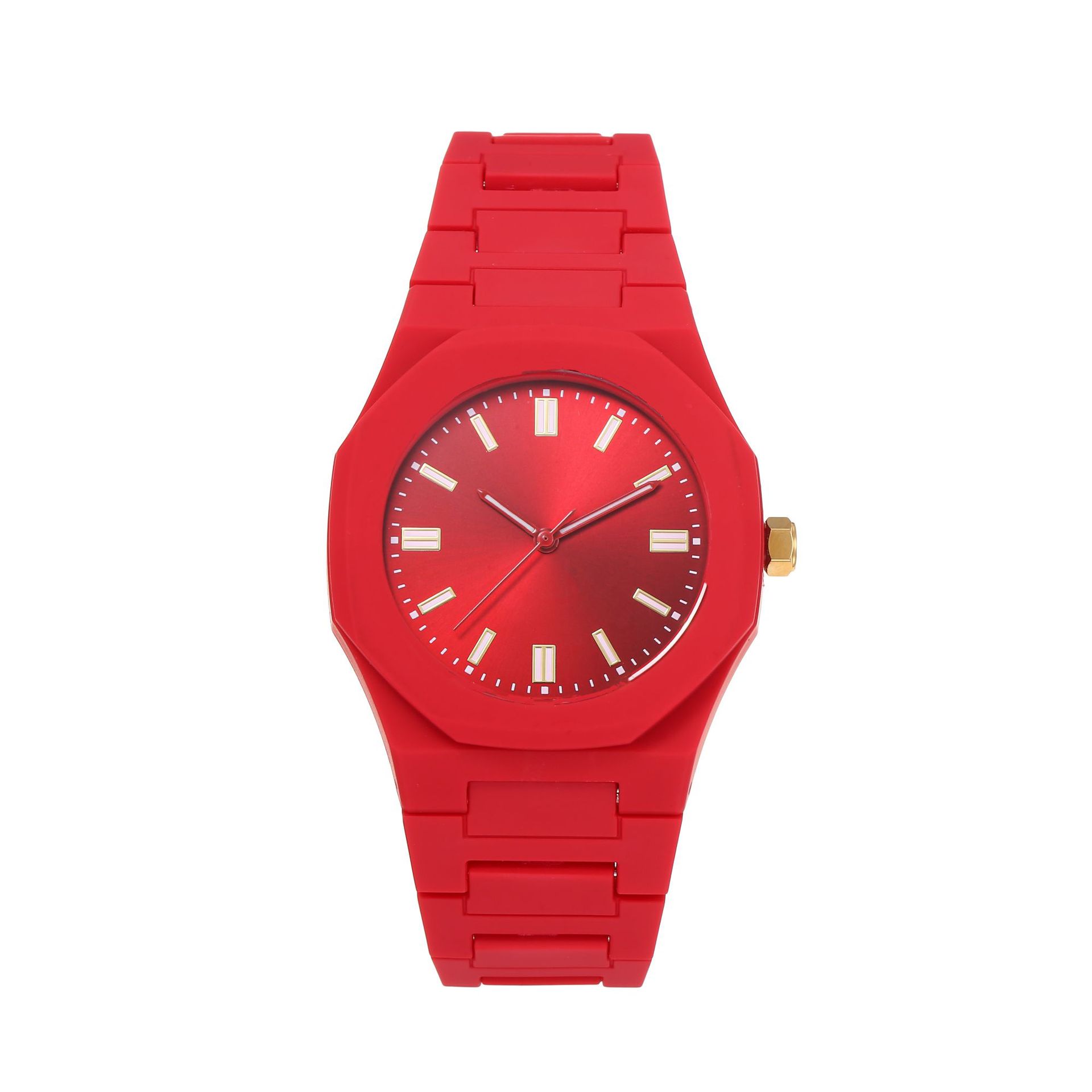 2024 Cross Border Dopamine Candy Color Silicone Watch High Grade China Red Waterproof Octagon Quartz Watch