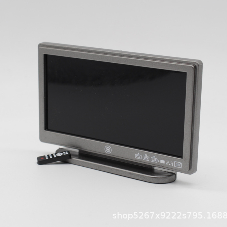 1:12dollhouse Doll House diy Mini Model Toy Micro Scene Gray Tv with Remote Control