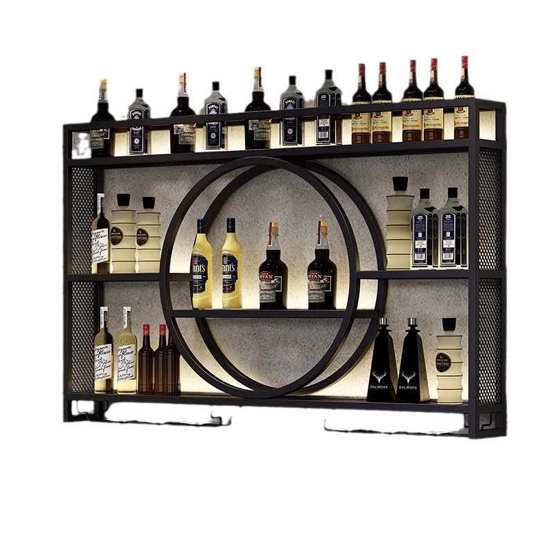 Disassembled and assembled wall-mounted wine cabinet rack integrated wine rack wall living room iron display rack bar restaurant wine rack