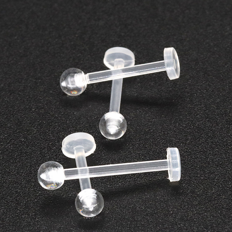 Acrylic lip nail human body perforated transparent eyebrow nail jewelry lip decoration flat bottom lip nail e-commerce nose nail wholesale