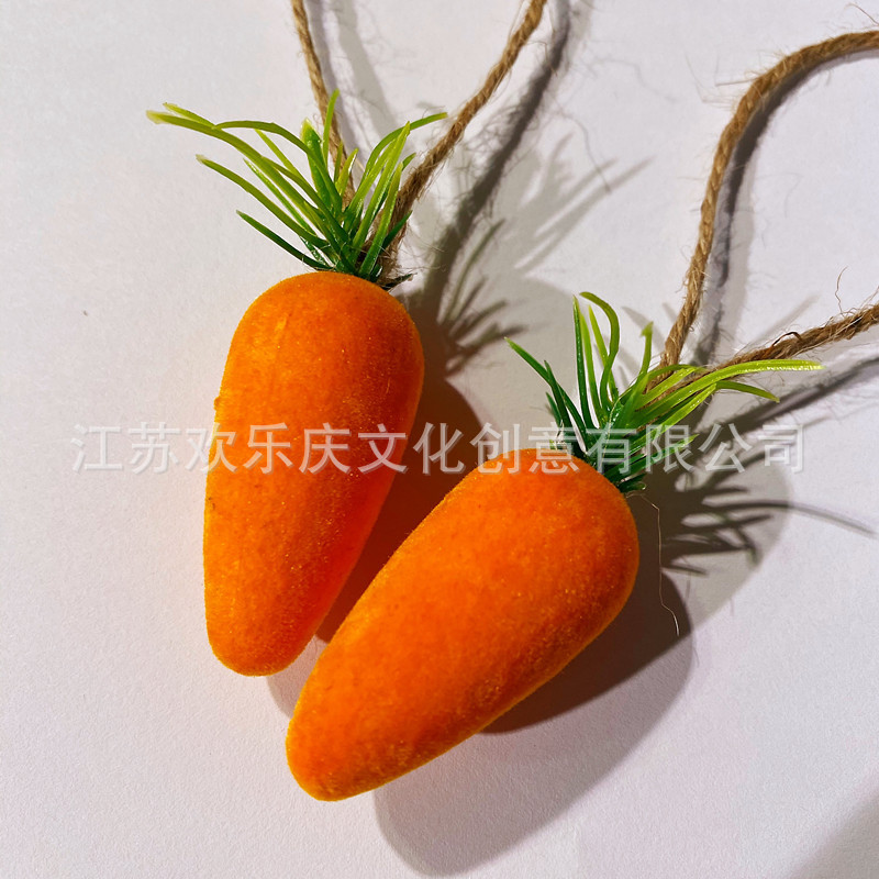 Cross-border New Easter Carrot Easter Decorations Flocking Carrot Easter Bunny Turnip