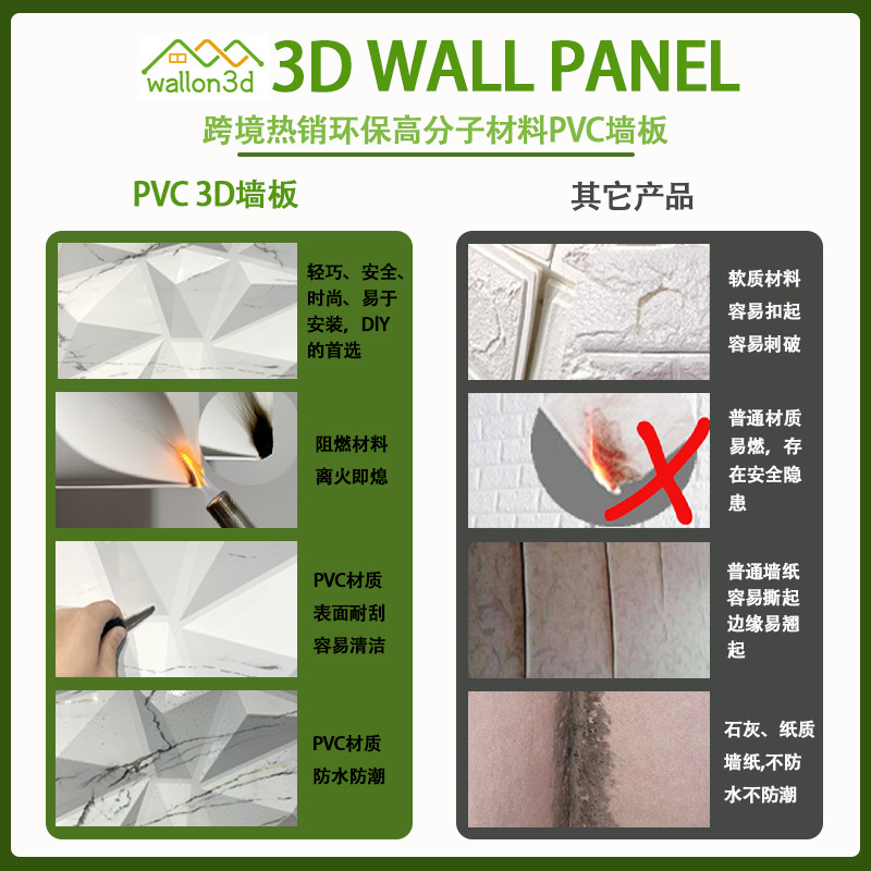 Factory Direct Sales 3D Stereo Wall Panels Pvc Stereo Background Wall Three-Dimensional Panels Bright Teak Grain Decorative Waterproof Wall Panels