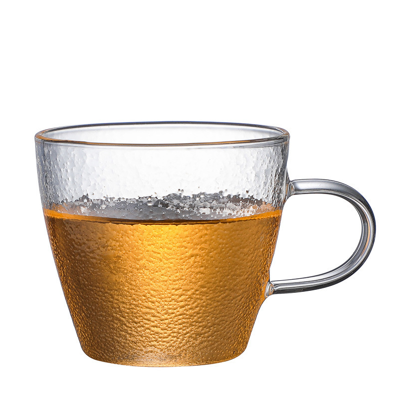 Japanese-style Hammer High Borosilicate Glass Small Tea Cup Tea Tasting Cup Kung Fu Tea Set Master Cup Glass with Handle