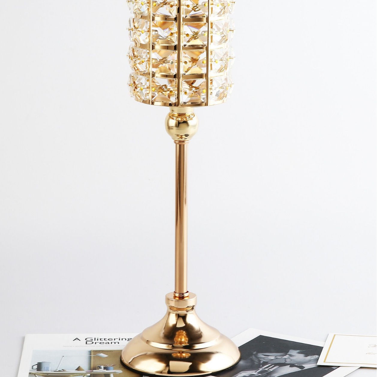 Nordic ins Candlestick Ornaments Crystal Dining Table Decorations Light Luxury Wedding Props