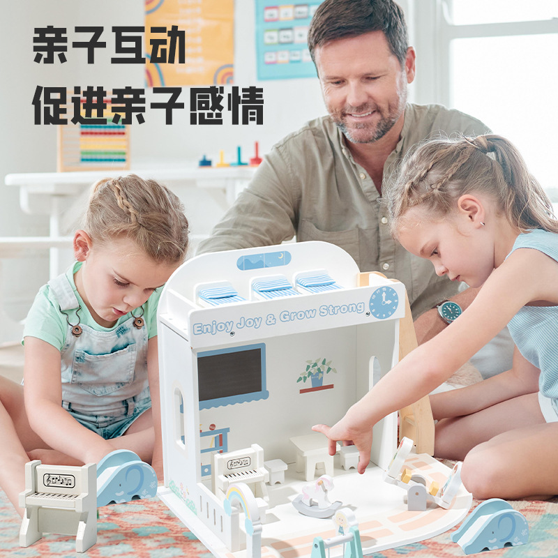 Wooden Kidsren's Play House Artificial Doll House Castle House Toy House Set DIY Assembly Toys