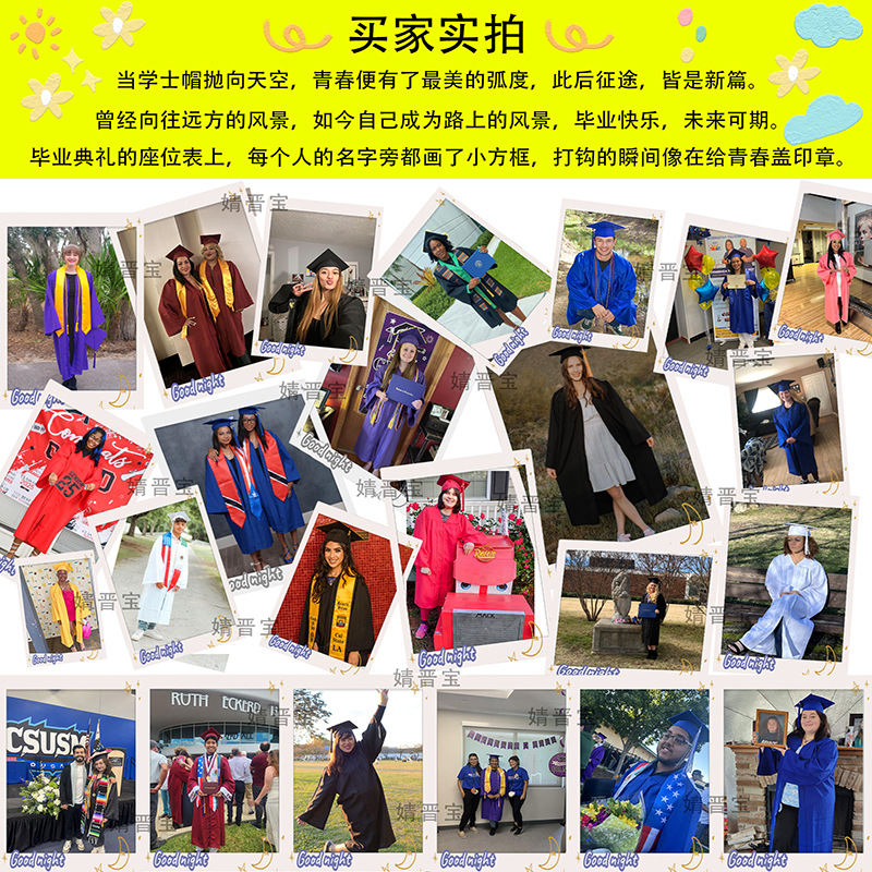 Cross-Border Amazon American College Student Bachelor's Uniform, Degree Uniform, Adult Graduation Dress Suit, Doctor's Master's Uniform