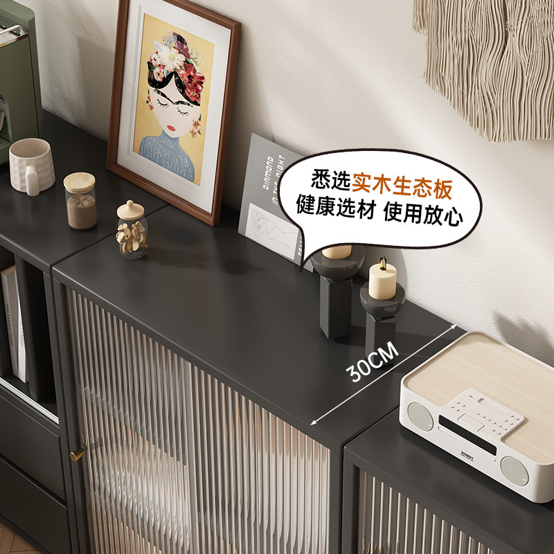 French Retro Bookcase Solid Wood Low Cabinet Living Room Storage Locker Integrated Floor-Standing Storage Cabinet Display Cabinet Sideboard