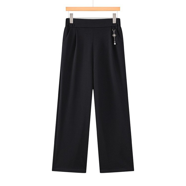 Middle-Aged Mom Pants Summer Thin Ice Silk Cropped Pants Middle-Aged Women's Loose Casual Plus-Size Straight Pants