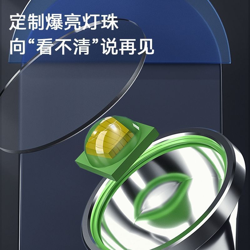 Walson 8009 fishing lamp blue and white double light source laser highlight charging long-range strong light wild fishing strong light night fishing lamp