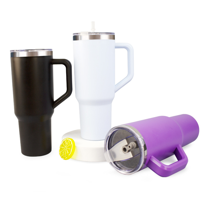 Cross-border large-capacity 304 stainless steel liner straw ice cup 40oz outer plastic inner steel car coffee cup