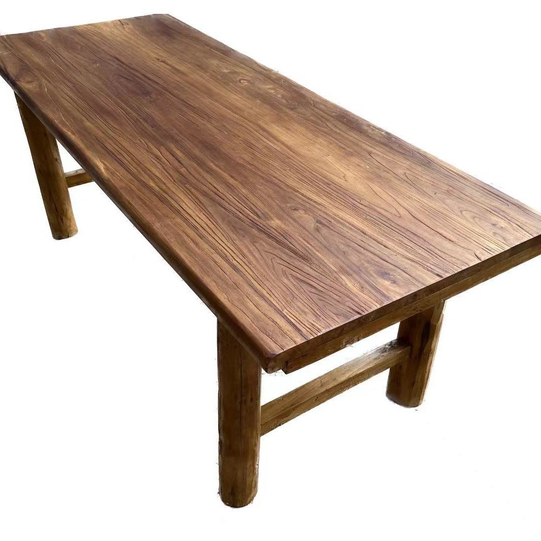 Old Elm Wood Table, Solid Wood Rectangular Tea Table, Weathered Old Door Panel Computer Desk, Tatami Tea Table with Chairs, Large Board Table