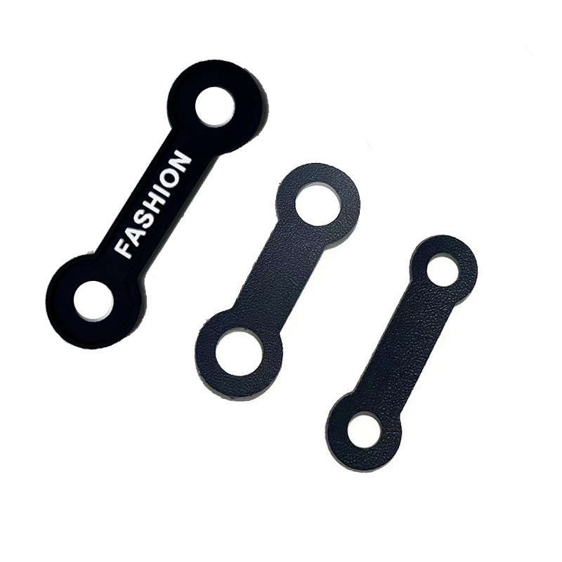 Two-hole leather buckle drop glue ultra-fiber oil edge screen printing UV logo mobile phone lanyard accessories buckle pu rope buckle leather logo