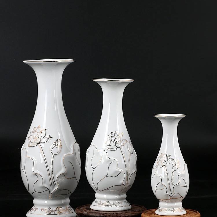 Ceramic Living Room Buddha Vase Guanyin Water Purification Bottle Lotus Vase Home Decoration Buddha Front Flower Vase Generation Simple Vase