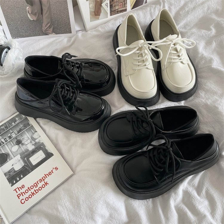 British Style Mary Jane Shoes 2025 Spring & Fall New Black Lace-Up Small Leather Shoes for Women Japanese Style Pu Leather Loafers for Women