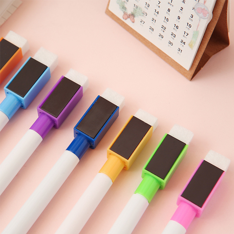 Supply color plastic shell with magnetic black ink pen head with vent can be erased and easy to erase whiteboard pen