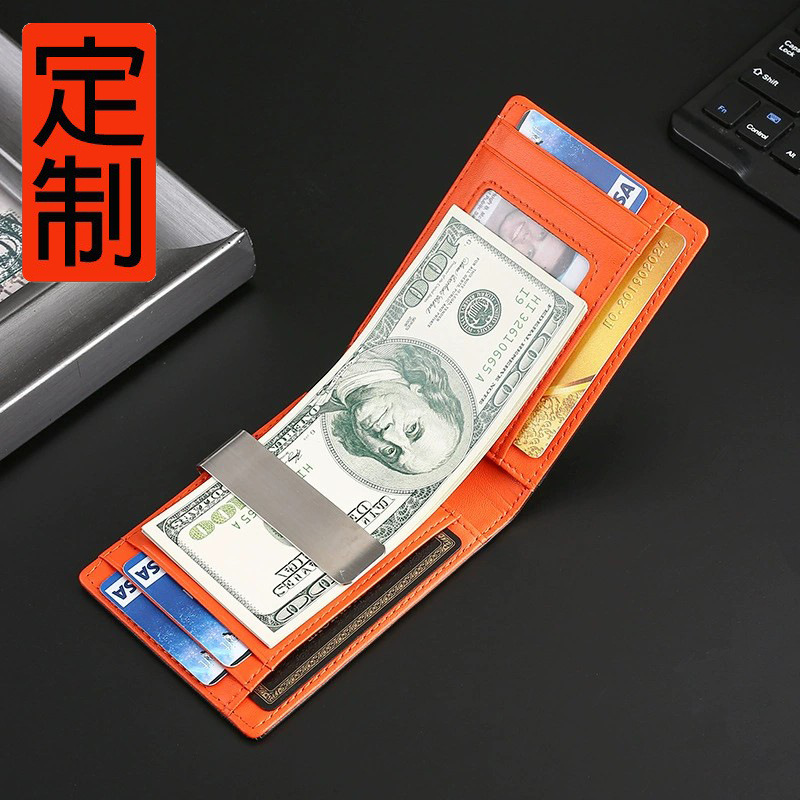 Индивидуальный импортный кожаный мужской кошелек, металлическая монетница, RFID-антиугон, клипса для карт