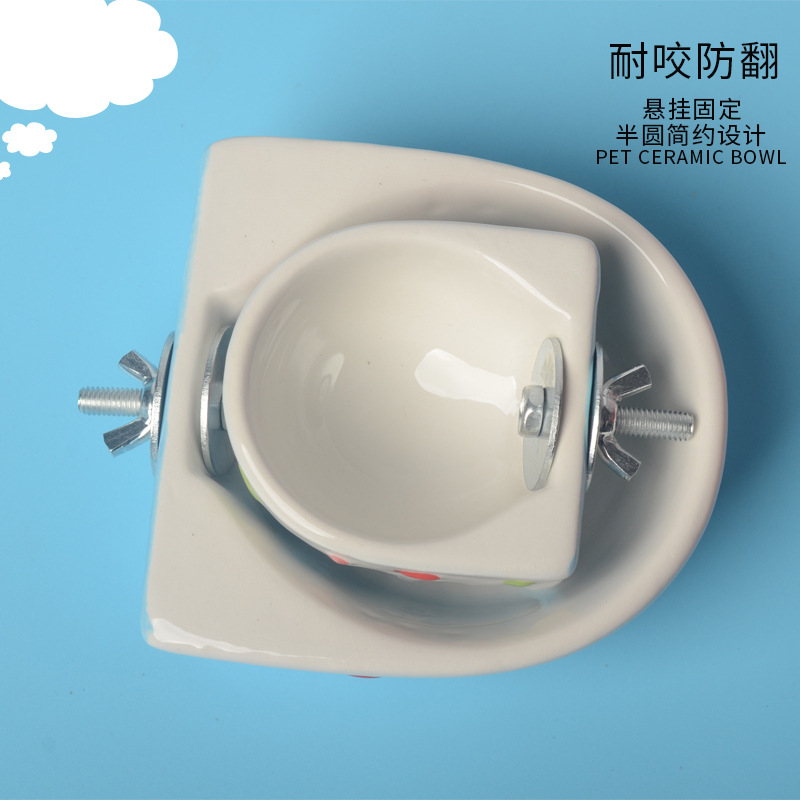 Totoro Hanging Bowl Ceramic Bowl Honeybag Shrews Hamster Squirrel Hedgehog Squirrel Rabbit Supplies Anti-knock Fixed Food Bowl