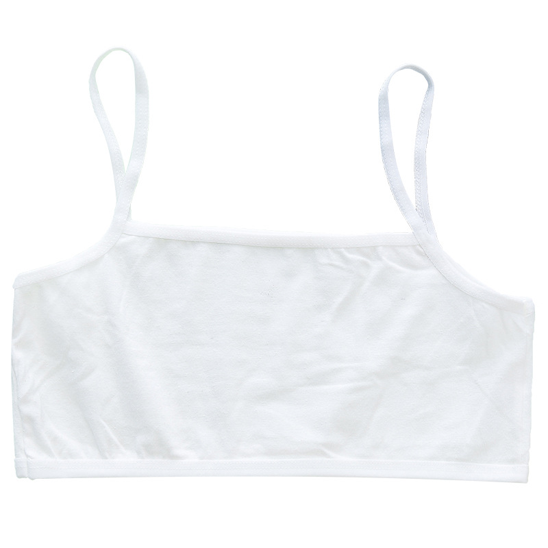 Spot Wholesale Single-Layer Girls Student Vest Sling Development Period Pure Cotton 8-14 Small Vest Single-Layer Girl Vest