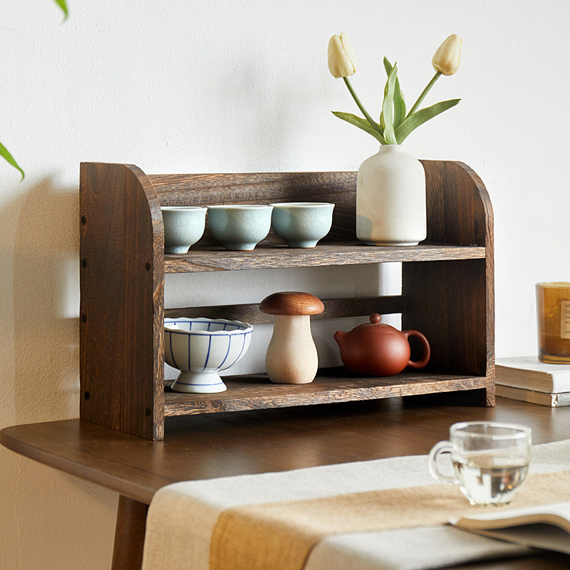 Bogu Rack Solid Wood Chinese-style Desktop Table Storage Rack Tea Set Tea Cup Display Rack Duobao Pavilion Teapot Rack Ornaments