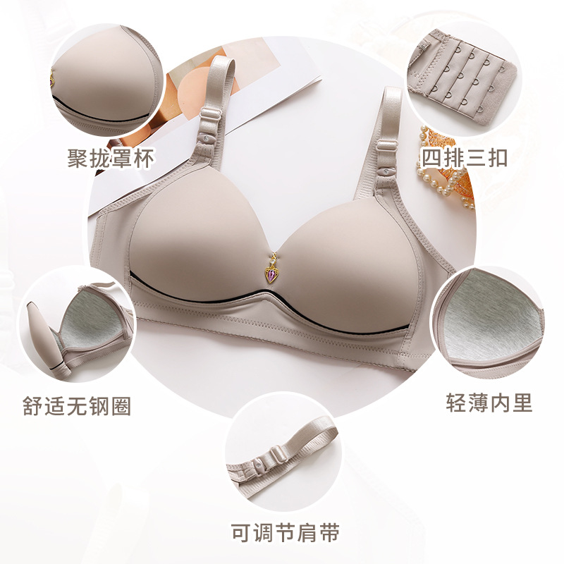 Cross-border new large size non-steel ring comfortable breathable gathered women's underwear non-magnetic thin cup smooth fat mm bra