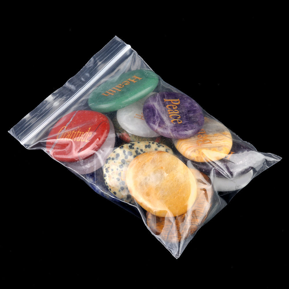 Inspirational Stones Strength Stone Natural Crystal Agate Engraved Palm Stone Mixed Color Cross-Border Supply