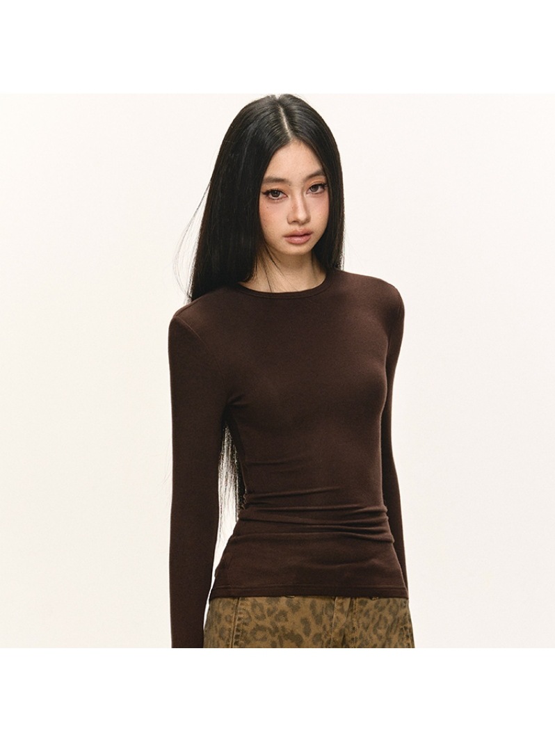 Футболка с длинным рукавом для женщин, осень и зима, новый стиль, круглый вырез, стройнящий вид