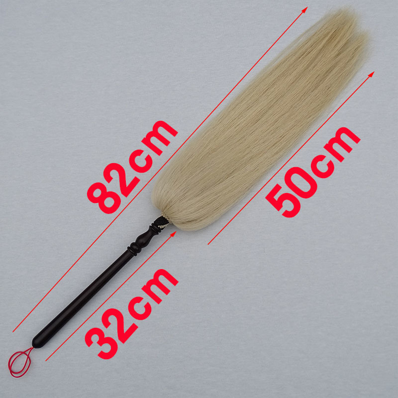 Real Ponytail Tai Chi Dust-Waving Tool Prop for Home Use Taoist Supplies Dust-Waving Broom for Sweeping and Dusting