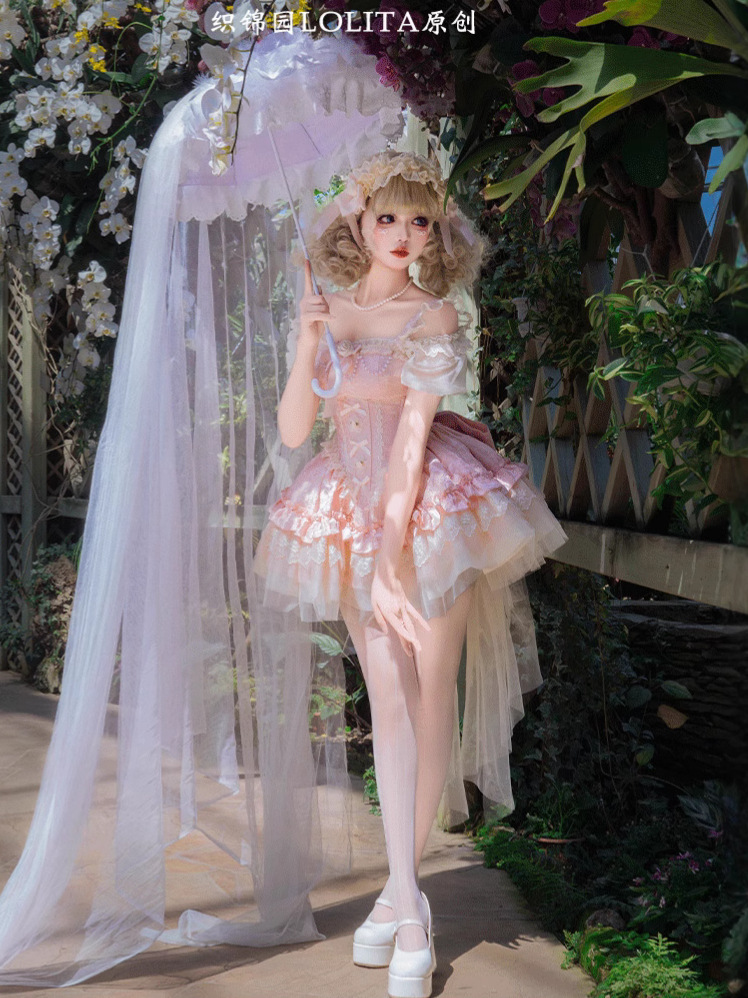 Zhijinyuan Lolita Original [Floating Light Dream] Summer Sweet and Elegant Ballet Dog Short Jsk Dress Collection