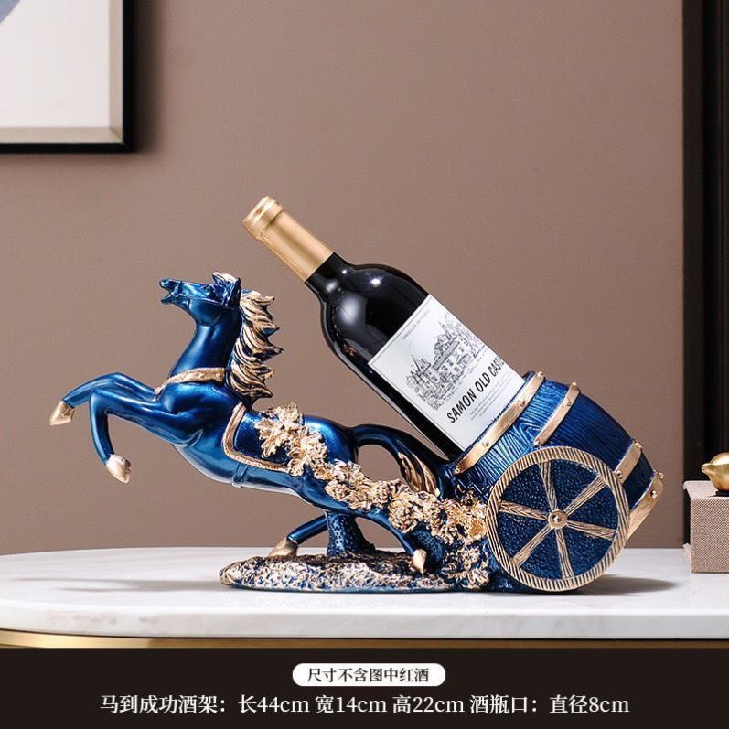 Cross-border European-style Deer-pull-cart Horse to Success Marathon Red Wine Rack Home High-end Wine Cabinet Decorations Crafts