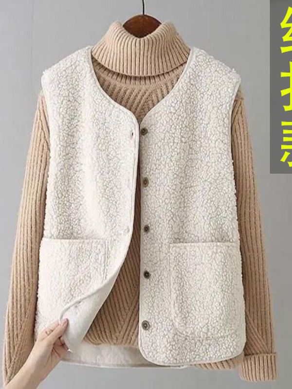 Korean style Autumn New Vest Women's new middle-aged mom vest autumn and winter top coat waistcoat Korean style plus size