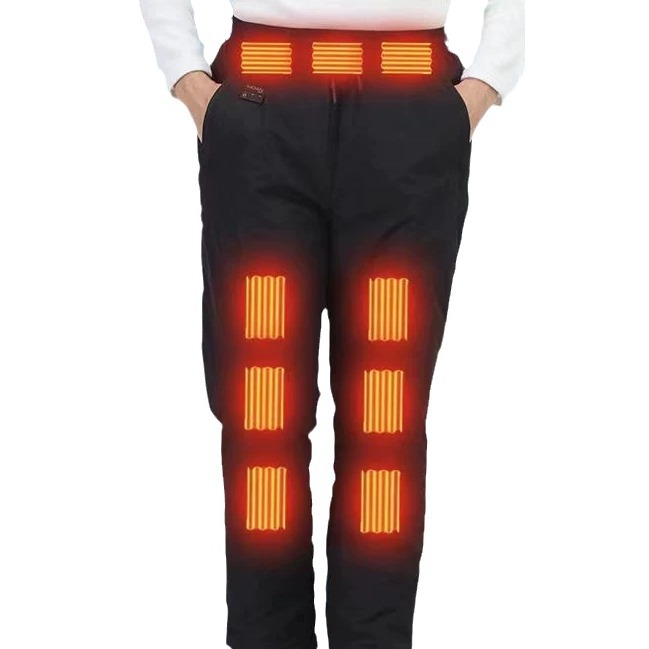 Rice Electric Heating Pants USB Electric Heating Cotton Pants Heating Down Warm Pants Thickened Men's and Women's Outdoor Pants Warm Pants