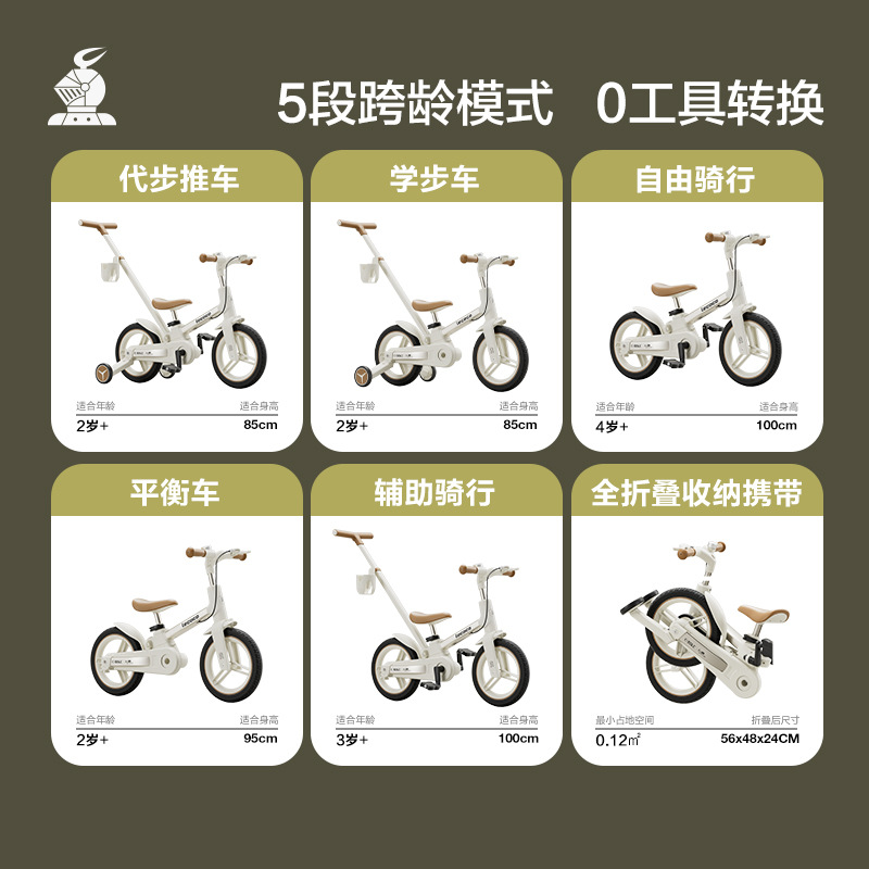 Lecoco Leka X3 Children's Bicycle 2-3-6 Years Old Balance Car Multifunctional 12-inch Foldable Pedal Bicycle