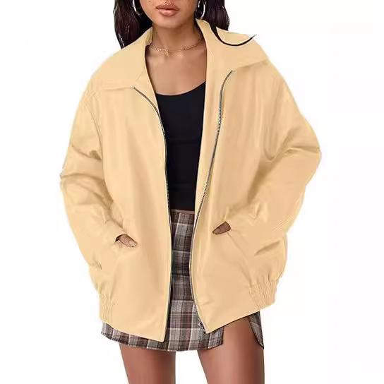 Women's autumn oversized jacket, leather artificial motorcycle plus size motorcycle coat