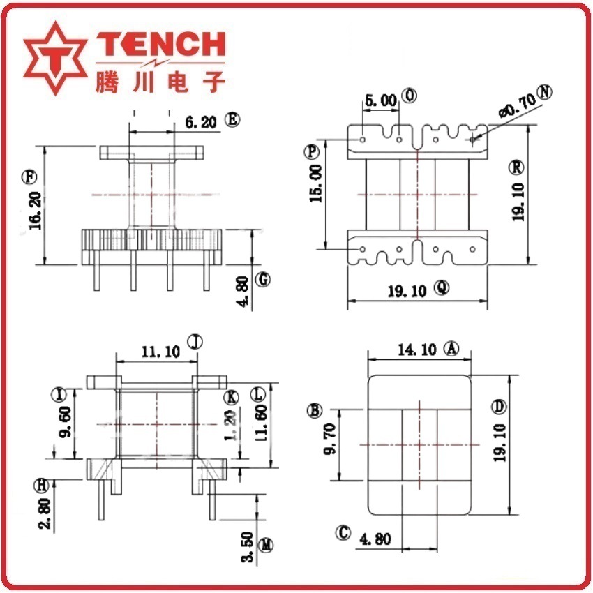 Ee1910 Skeleton 4+4 High Frequency Transformer Ee1929 Vertical Plug Widened Led Driver Safety Certification