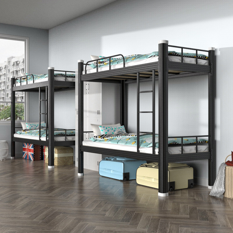 Upper and lower bunk iron bed staff dormitory bunk bed school profile bed apartment bed steel iron bed high and low bed