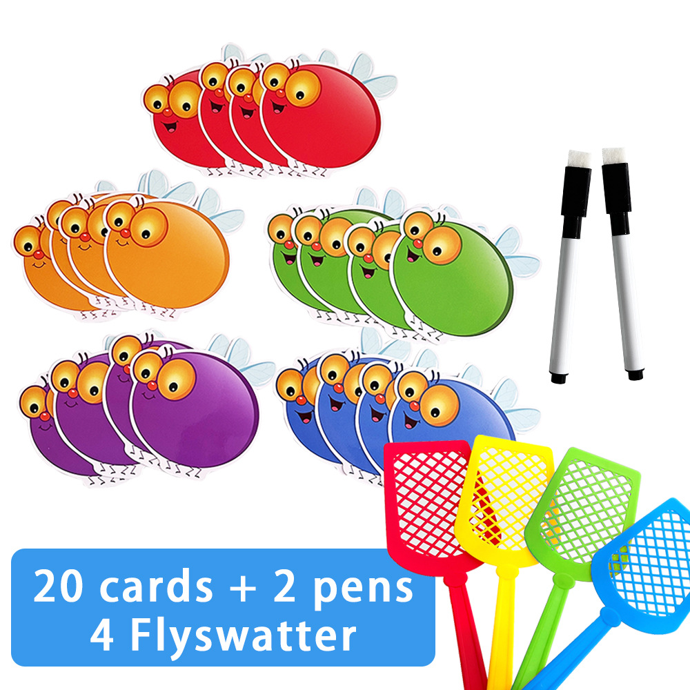 Fly game swat fly early education teaching aids English words learning literacy erasable classroom teaching aids cross-border in stock