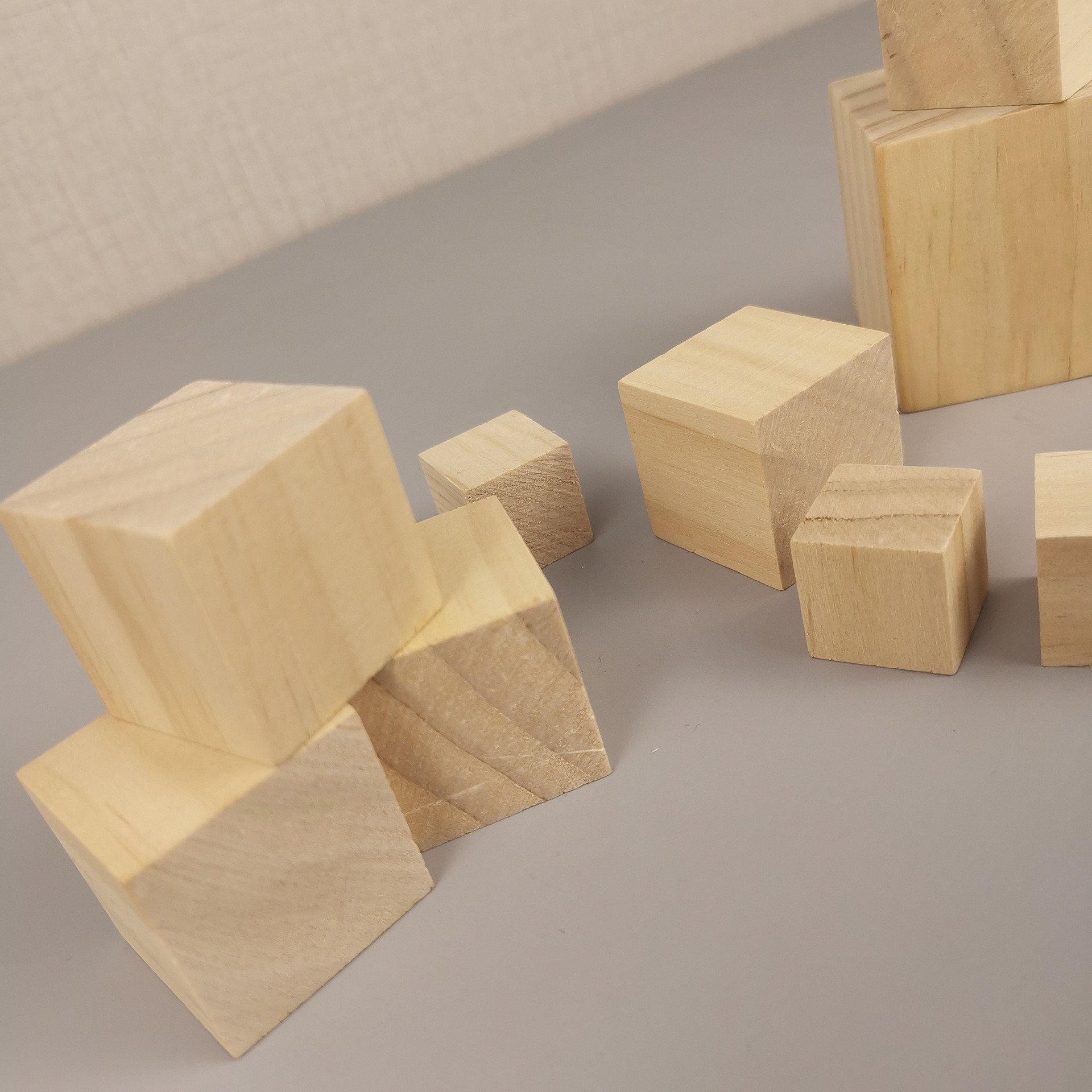 Square Pine Wood Blocks Kindergarten Kidsren's Toys Building Blocks Mathematics Teaching Aids Blocks DIY Model Handmade Materials