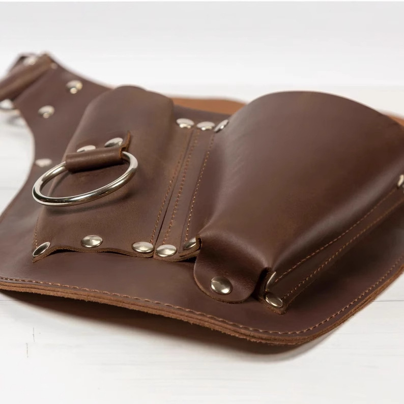 Cross-border Multi-functional Outdoor Garden Tools Storage Bag Gardener Portable Waist Satchel PU Leather Multi-pocket Storage Bag