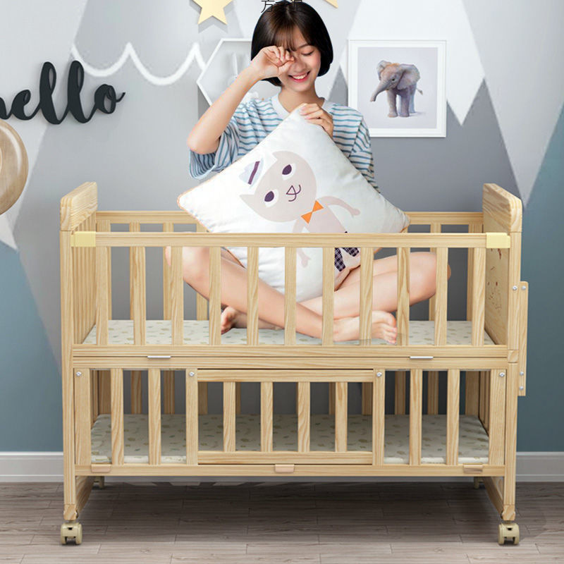 Multifunctional Solid Wood Crib Cradle Bed Kidsren's Bed Changeable Desk Baby Bed Removable Bb Bed Export Wholesale